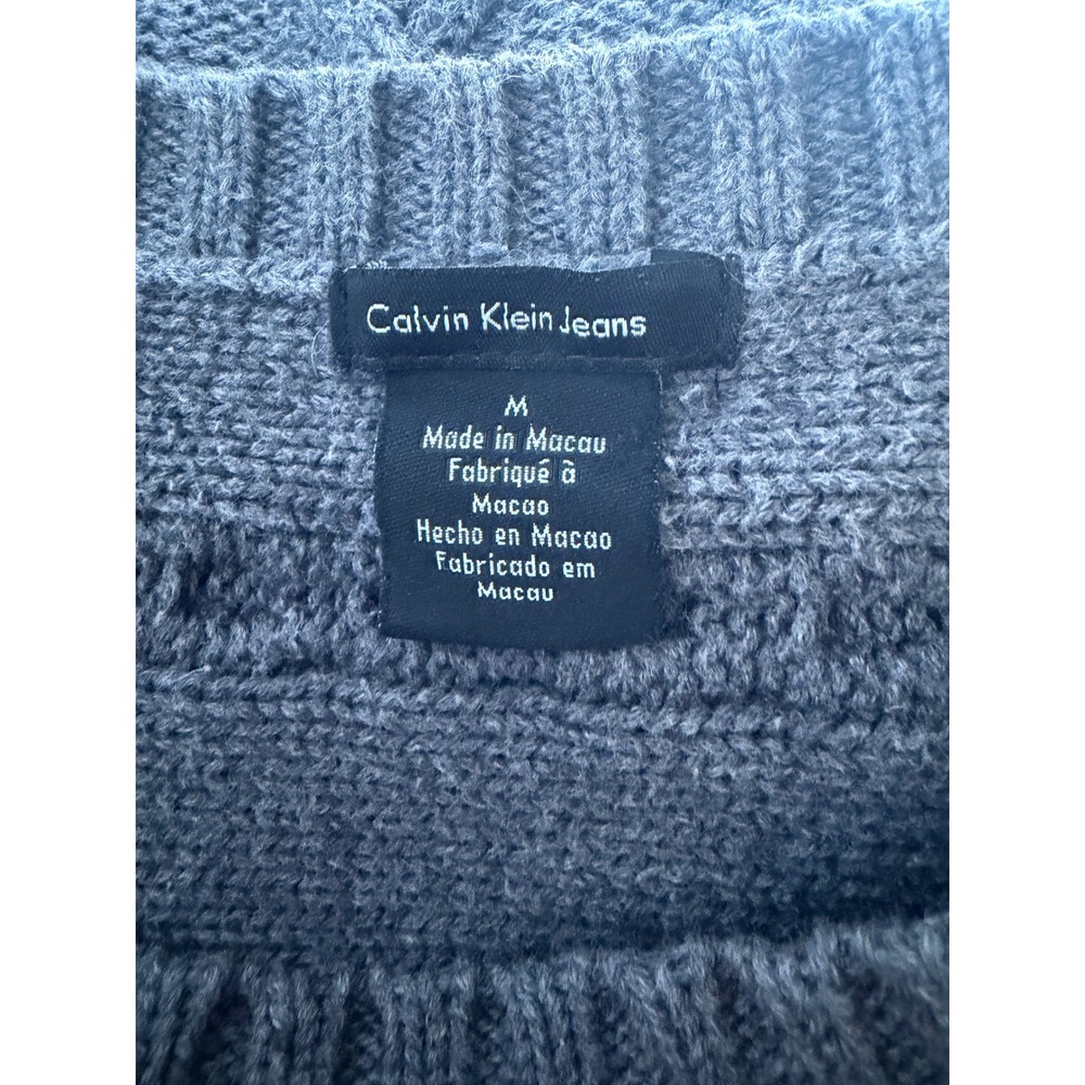 Vtg Calvin Klein Gray Babydoll Sweater Sz M Chunky Fisherman Y2K Capsule‎ - Picture 6 of 8